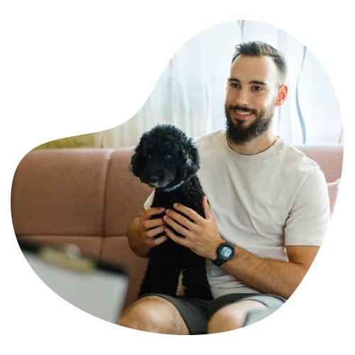 Mann mit Hund bei Tierkommunikation